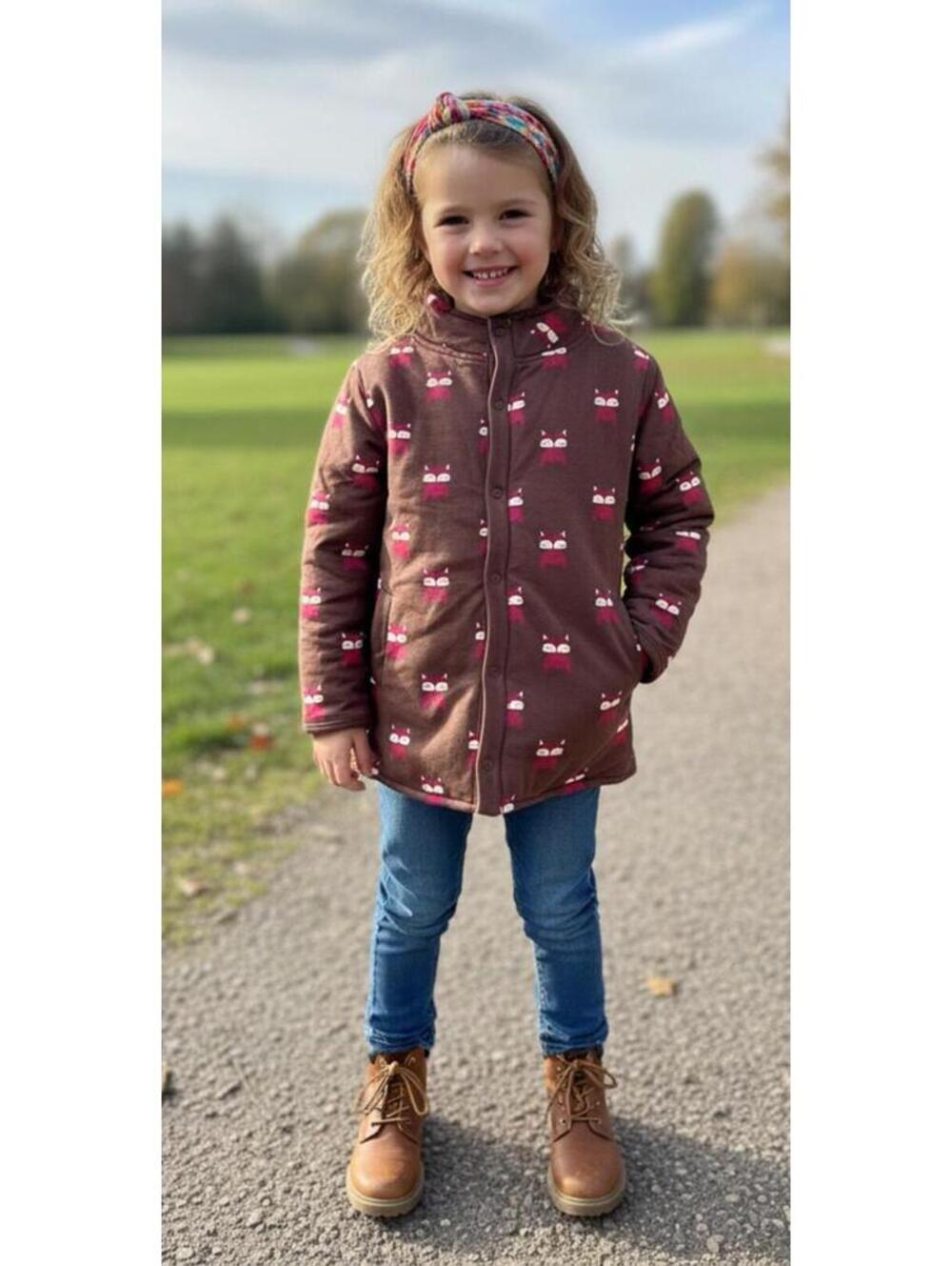 Little Green Radicals Autumn Foxes Reversible Sherpa Jacket 5-6yrs